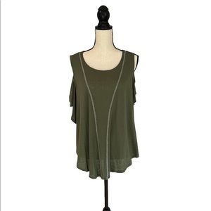 Free People Cold Shoulder Tee, Size S